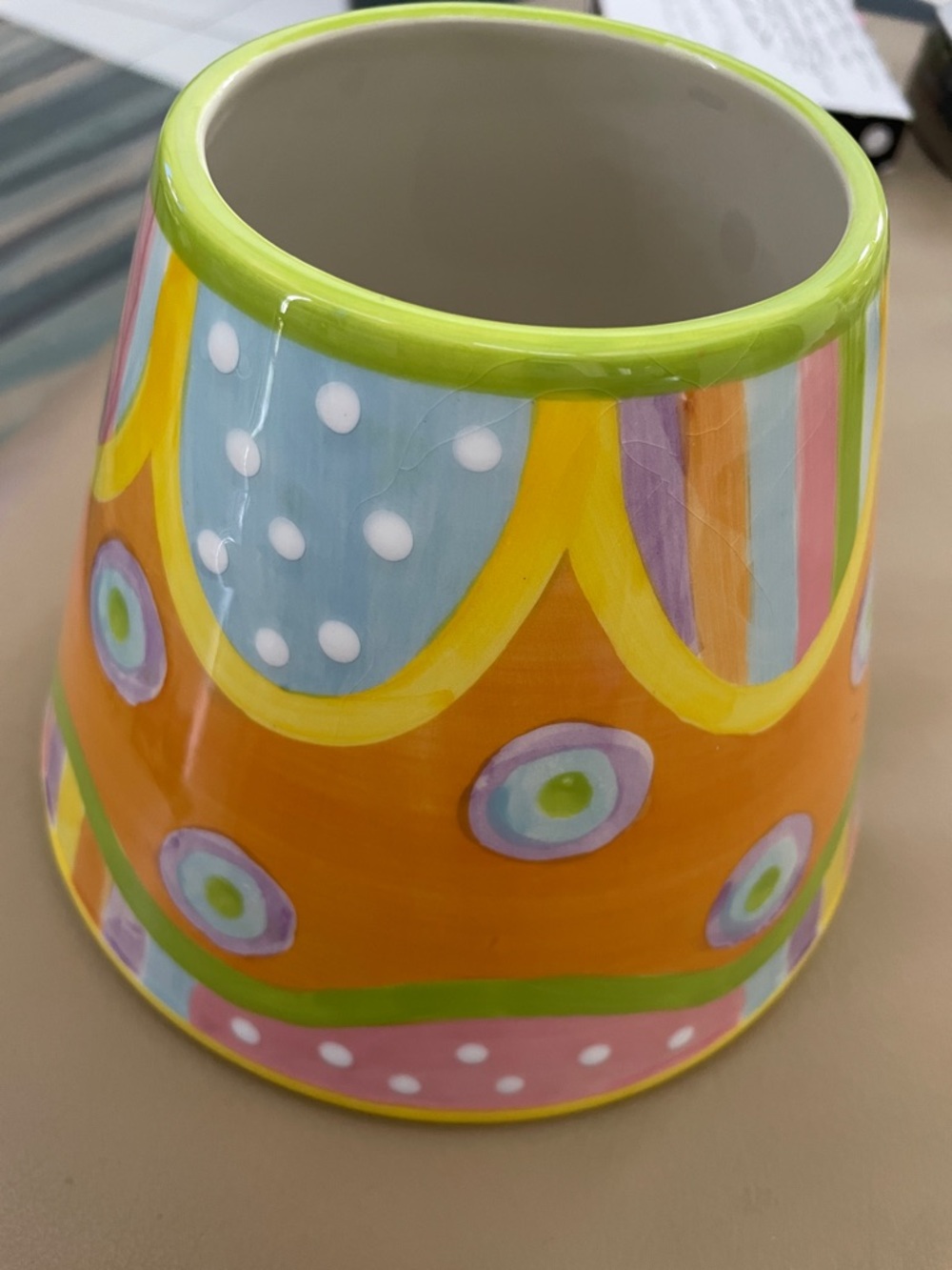 Yankee Candle White Ceramic Warmer with Yellow Rim